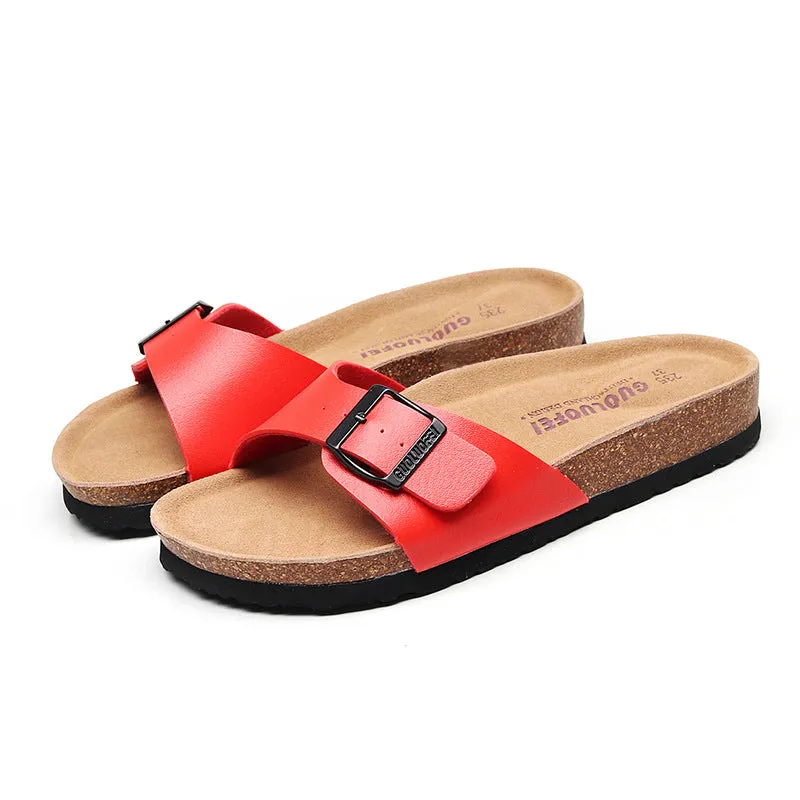 Flat non-slip beach slippers with EVA sole and artificial PU upper, available in multiple colours and sizes 35-46