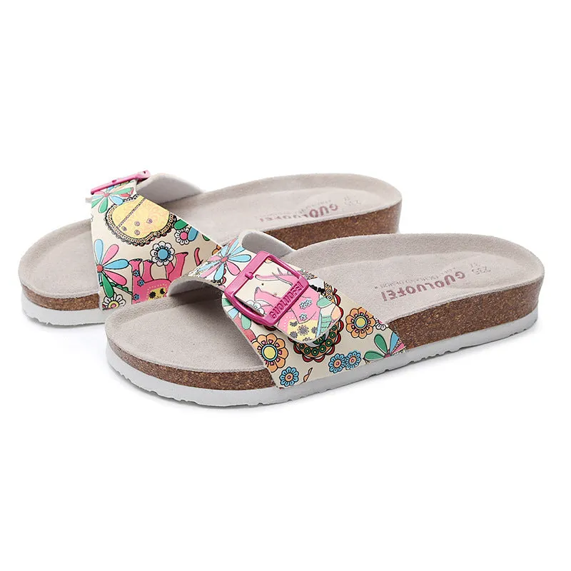 Flat non-slip beach slippers with EVA sole and artificial PU upper, available in multiple colours and sizes 35-46