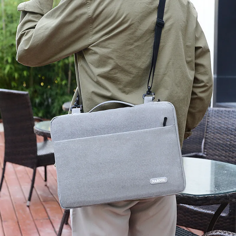 Oxford cloth laptop bag in solid colour with visible sewing thread detail, fits 11-16 inch laptops