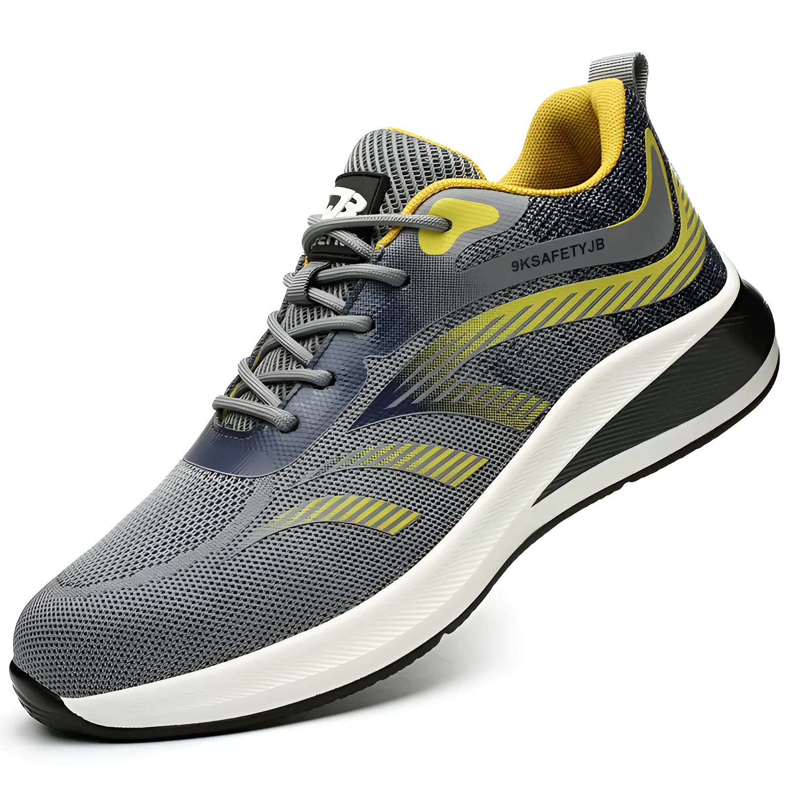 Breathable labour protection shoes with puncture resistance, Flyknit upper, rubber outsole in 7918 black colour