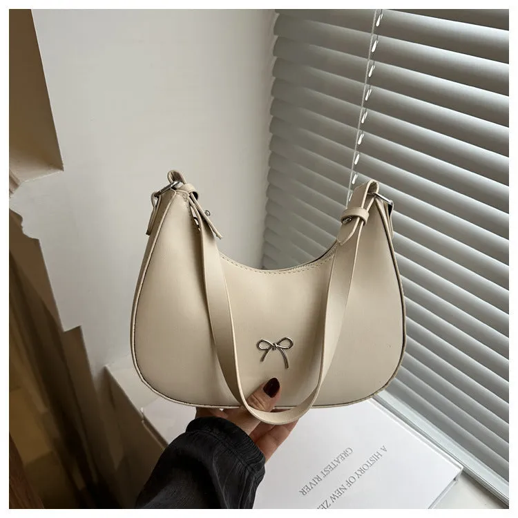 Women's dumpling-shaped shoulder baguette handbag with underarm small bag in PU leather