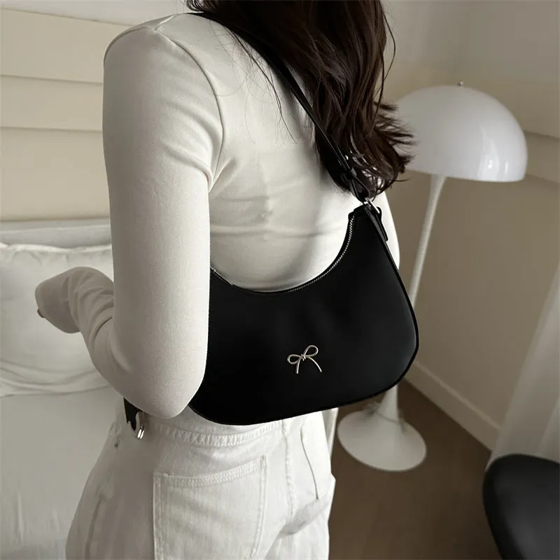 Women's dumpling-shaped shoulder baguette handbag with underarm small bag in PU leather