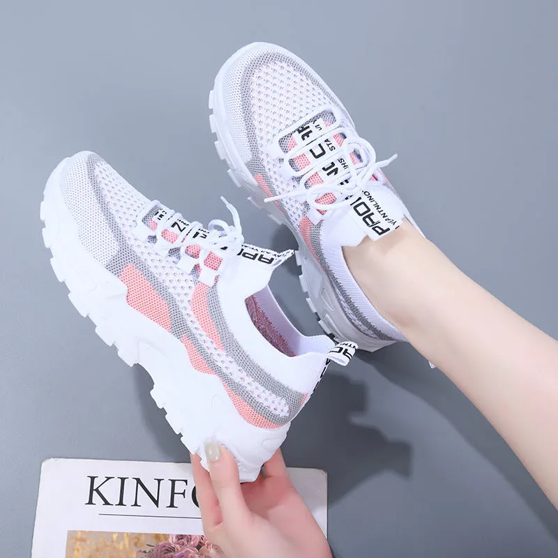 Outdoor fashion casual platform women's sneakers in black with PVC low top flat heel