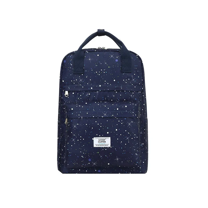 Waterproof Oxford cloth backpack L size with handle cover in black and grey diamond print