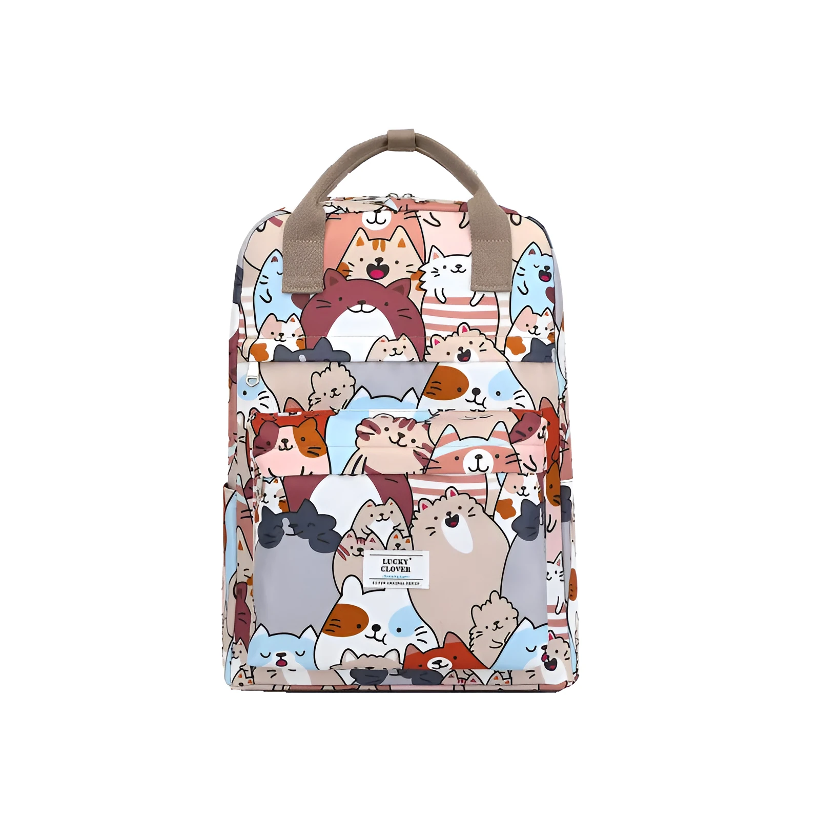 Waterproof Oxford cloth backpack L size with handle cover in black and grey diamond print
