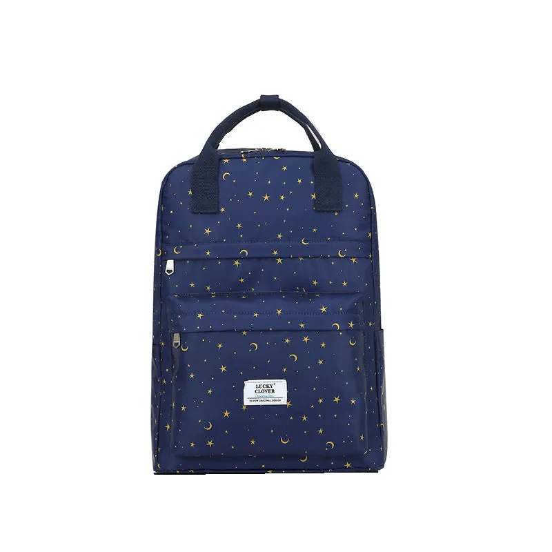 Waterproof Oxford cloth backpack L size with handle cover in black and grey diamond print