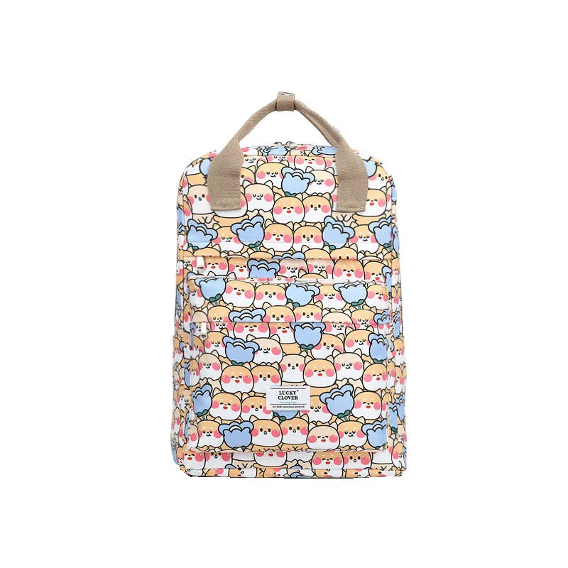 Waterproof Oxford cloth backpack L size with handle cover in black and grey diamond print