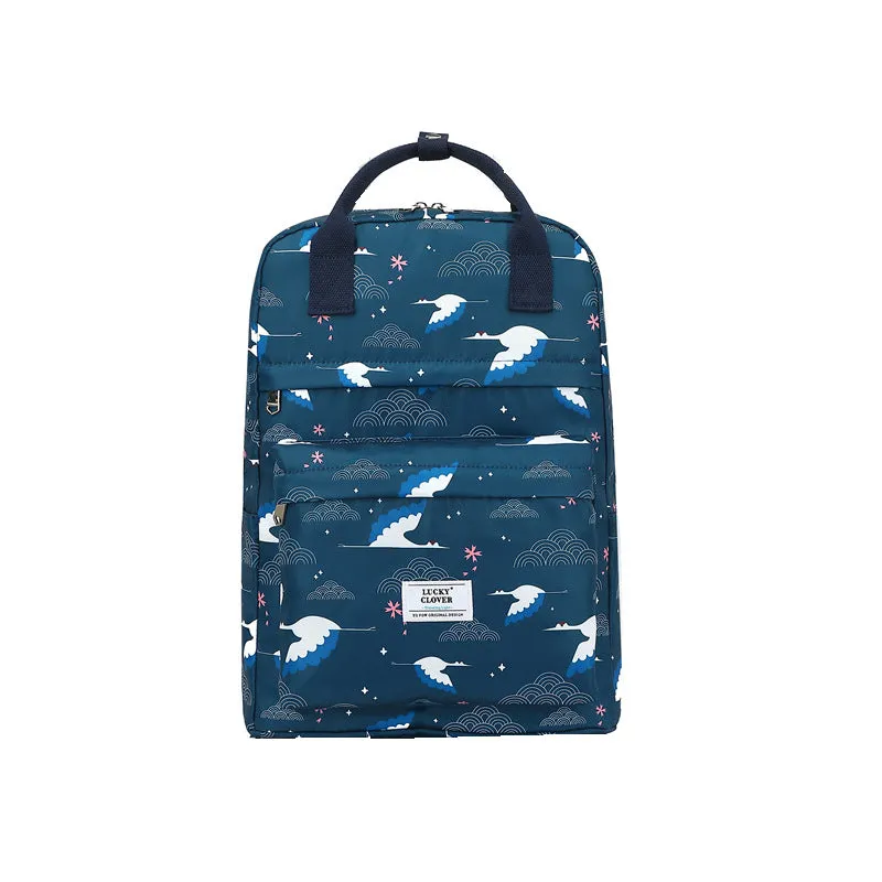 Waterproof Oxford cloth backpack L size with handle cover in black and grey diamond print