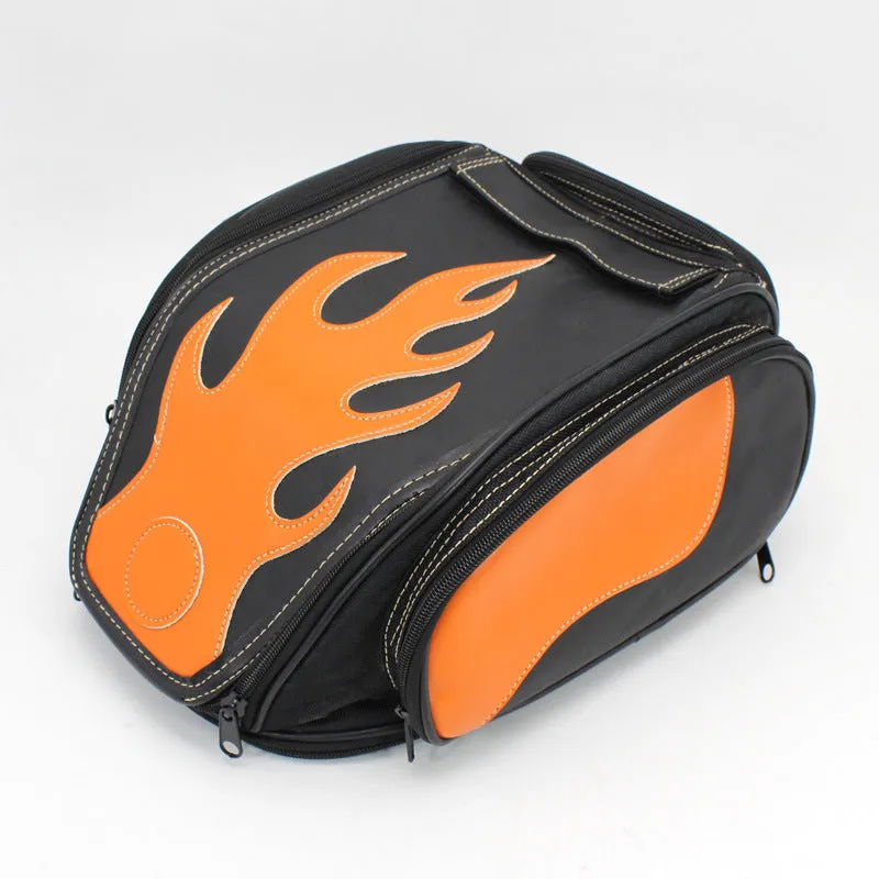 Retro motorcycle tail bag in black for helmet storage with waterproof PVC construction