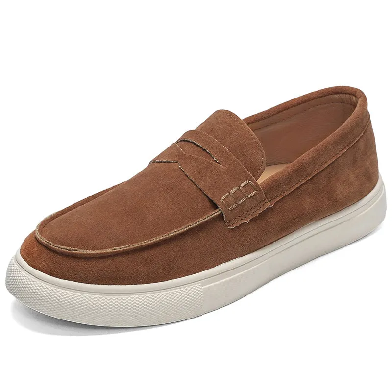 Men's slip-on casual shoes artificial PU round toe breathable anti-slip autumn black brown gray sizes 39-44