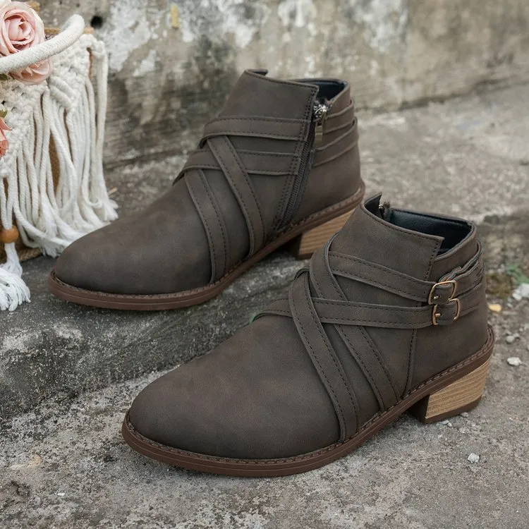 Retro fashionable single boots in camel with pointed toe and medium heel, PU upper
