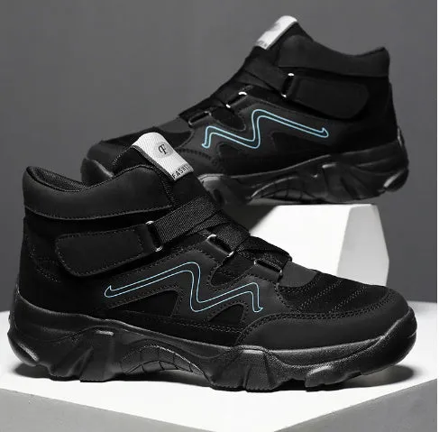 Men's casual shoes shown in colours including black, brown, and dark grey.