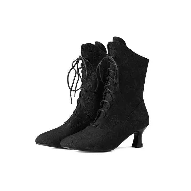 Autumn winter pointed kitten heel fashion boots in black, white, yellow, sizes 34-46