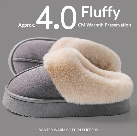 Indoor warm anti-slip thick sole deodorant couple cotton slippers with suede upper and EVA sole in multiple colours