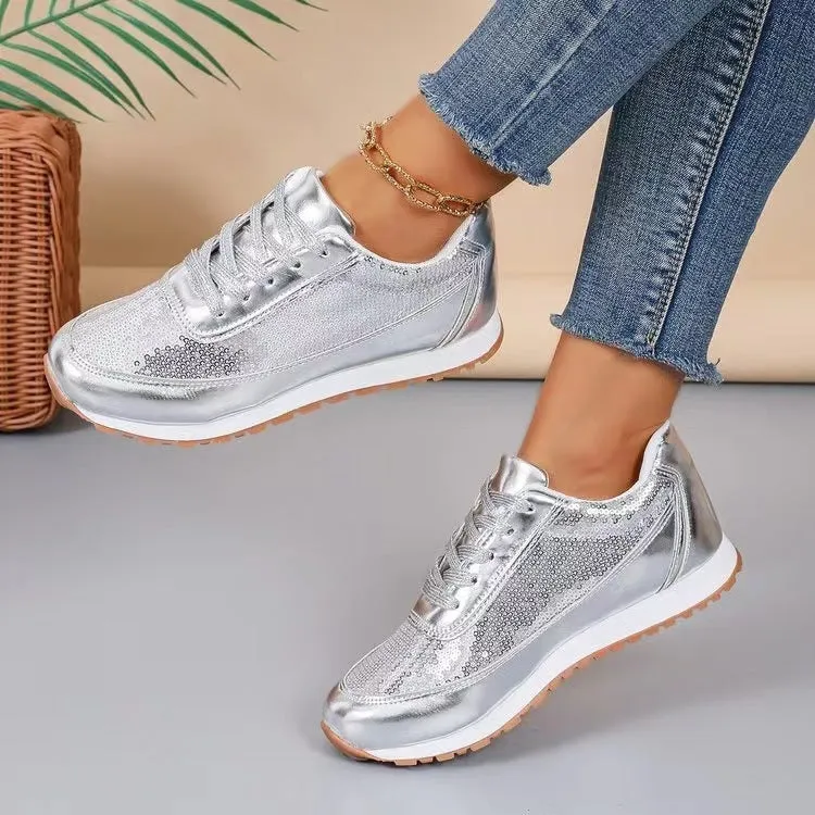 Women's thick-soled PU leather casual sneakers in square toe design available in multiple colours