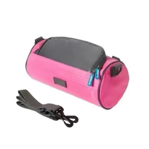 Mountain bike touch screen navigation front bag in black Oxford cloth with handlebar mounts and 5 inch device capacity