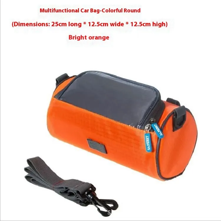 Mountain bike touch screen navigation front bag in black Oxford cloth with handlebar mounts and 5 inch device capacity