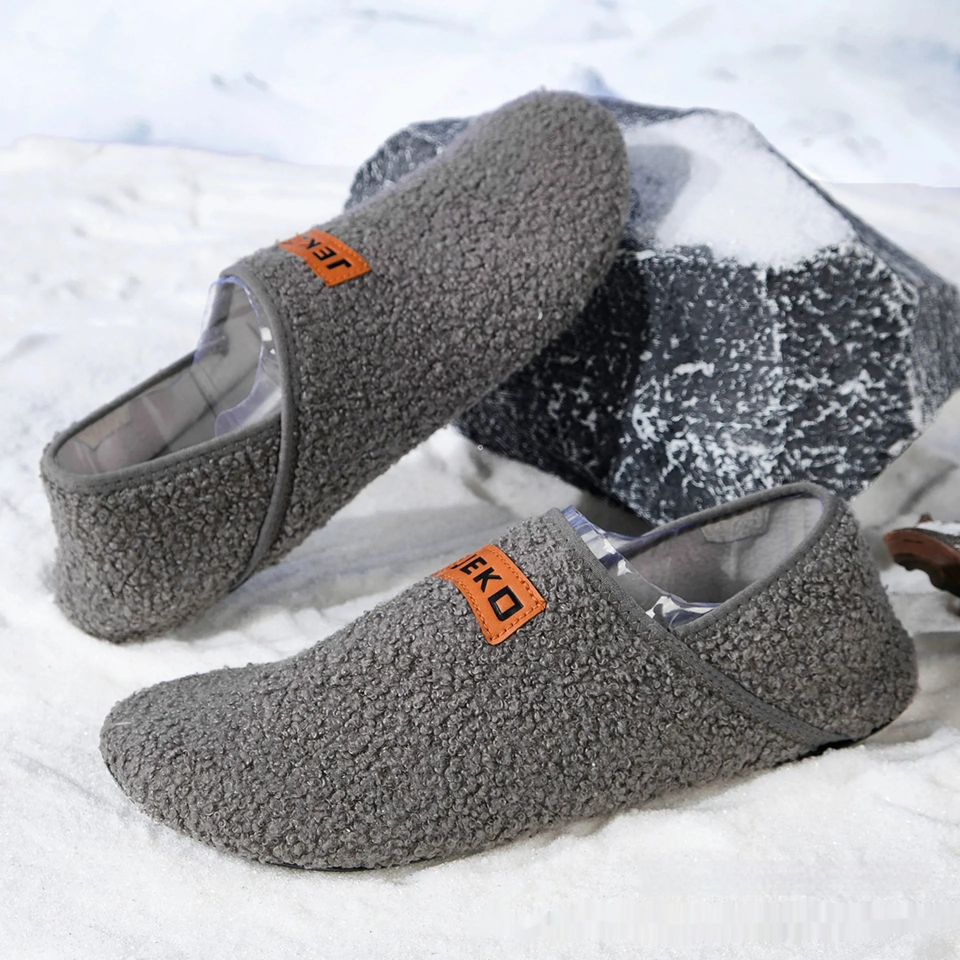 Women's cosy orthopaedic indoor slippers with teddy fleece upper and anti-slip TPR sole in white, gray, and black