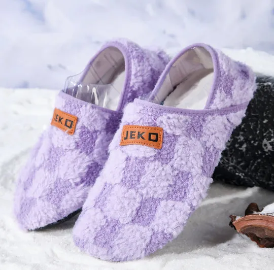 Women's cosy orthopaedic indoor slippers with teddy fleece upper and anti-slip TPR sole in white, gray, and black