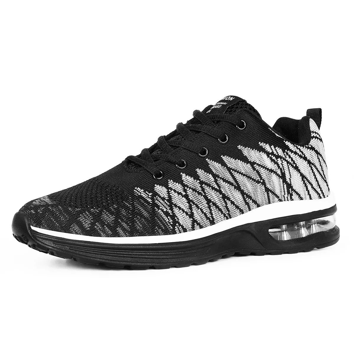 Casual Flyknit running shoes in multiple colours showing mesh upper and PU sole.