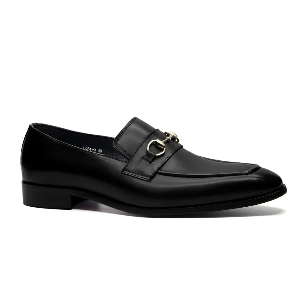 Men's cowhide leather shoes with pointed toe, horseshoe heel, plaid print in black and green options