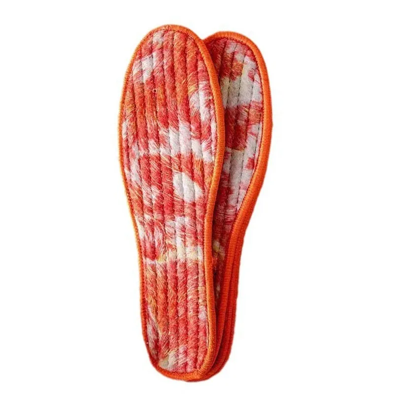 Pair of integrated soft felt thermal insoles with velvet padding in Red Phoenix Tail Bare Pad colour, sizes 35-45