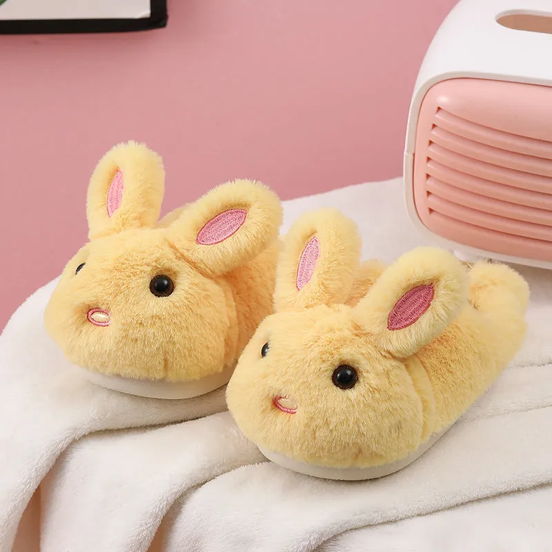 Children autumn winter cotton slippers non-slip PVC sole flower pattern gray pink yellow indoor home multiple sizes