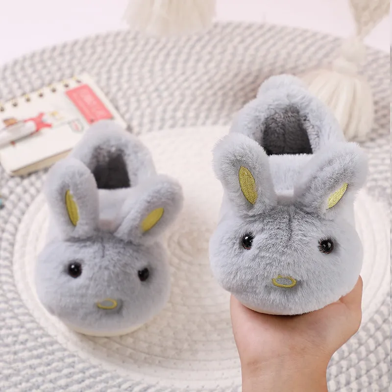 Children autumn winter cotton slippers non-slip PVC sole flower pattern gray pink yellow indoor home multiple sizes
