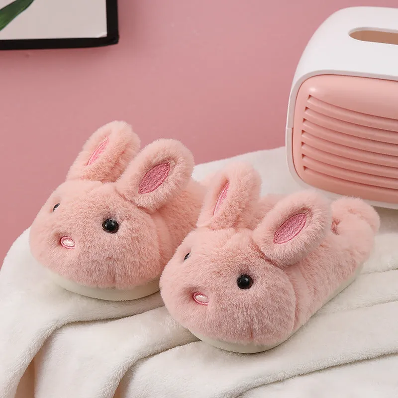 Children autumn winter cotton slippers non-slip PVC sole flower pattern gray pink yellow indoor home multiple sizes