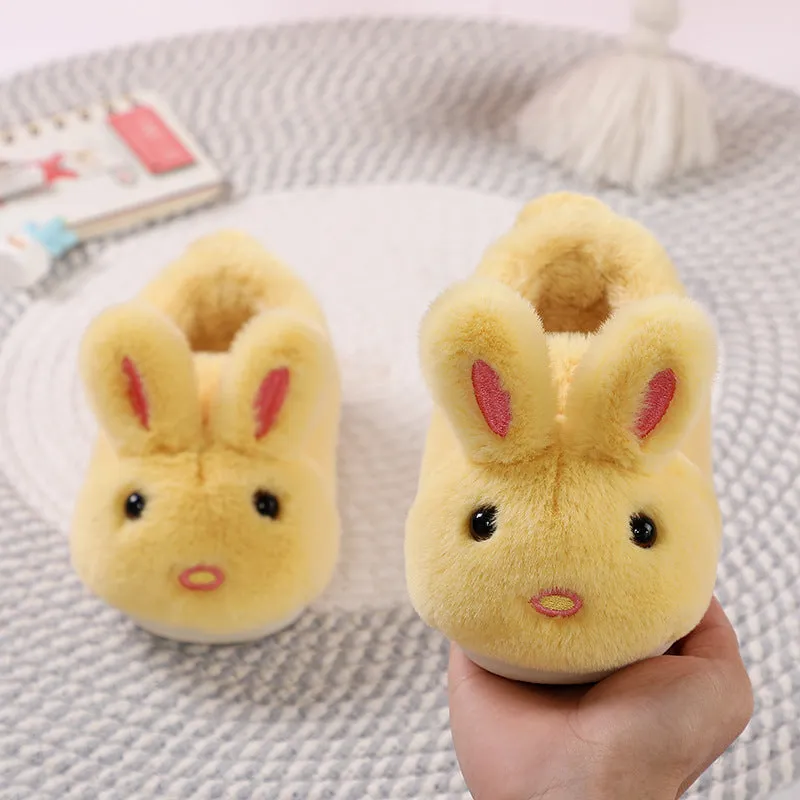 Children autumn winter cotton slippers non-slip PVC sole flower pattern gray pink yellow indoor home multiple sizes