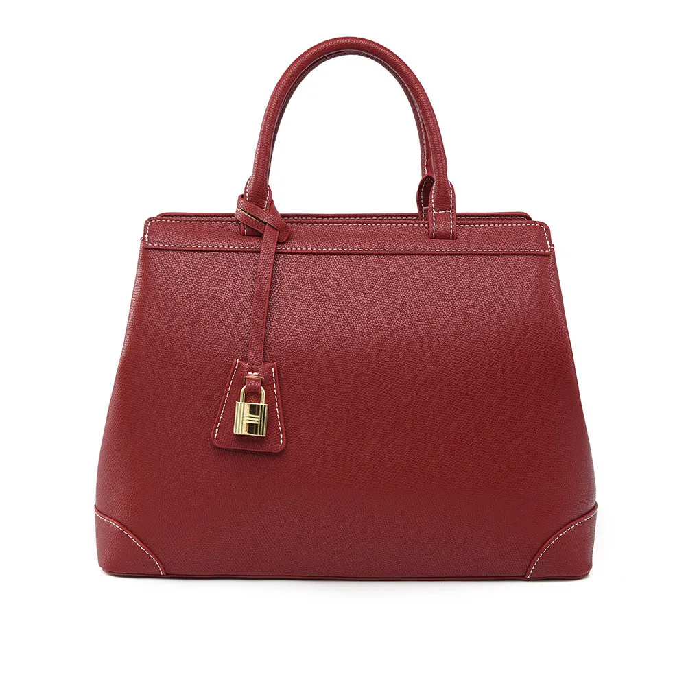 Urban minimalist vertical square PU shoulder bag with stitching detail and internal compartments in black, light beige brown, wine red