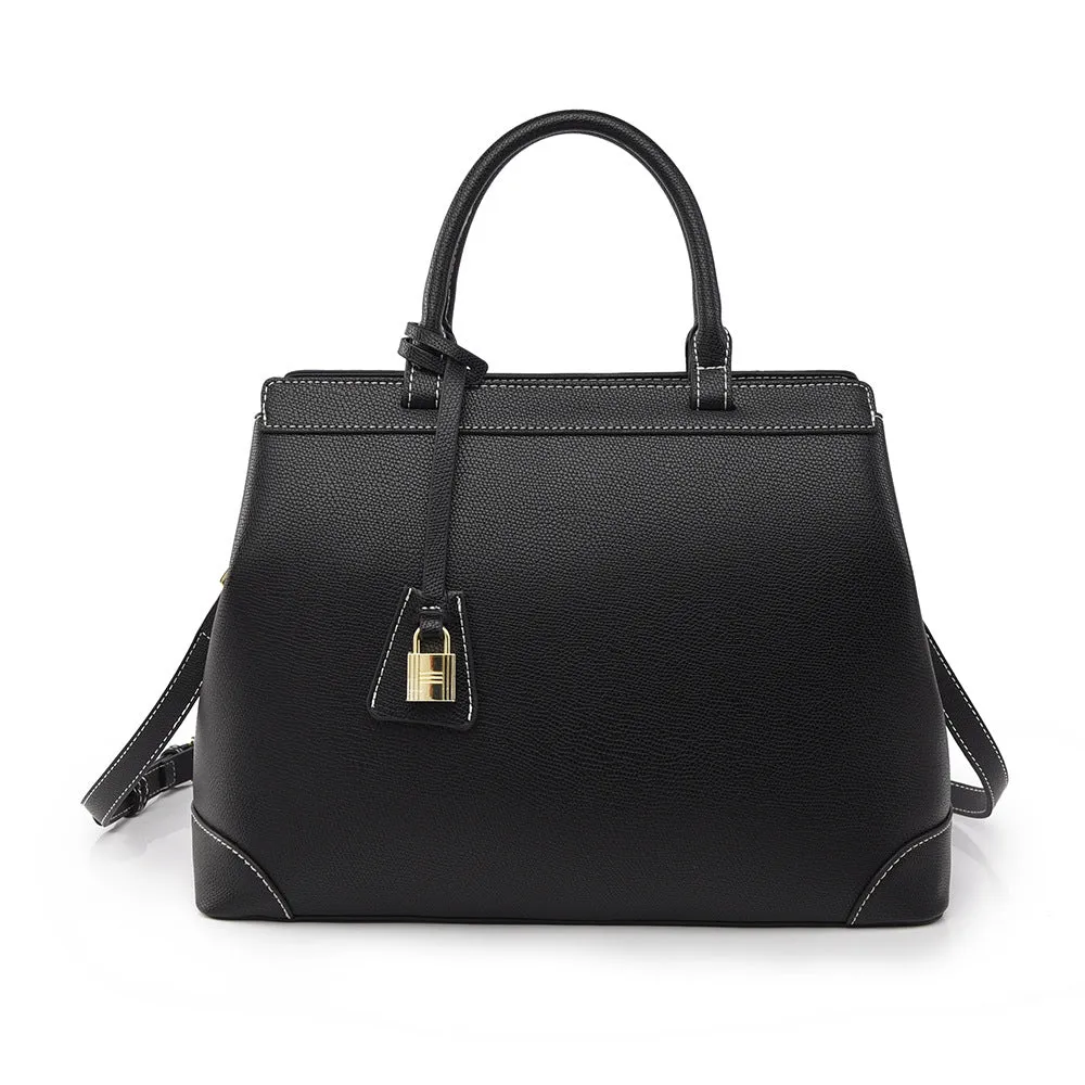 Urban minimalist vertical square PU shoulder bag with stitching detail and internal compartments in black, light beige brown, wine red