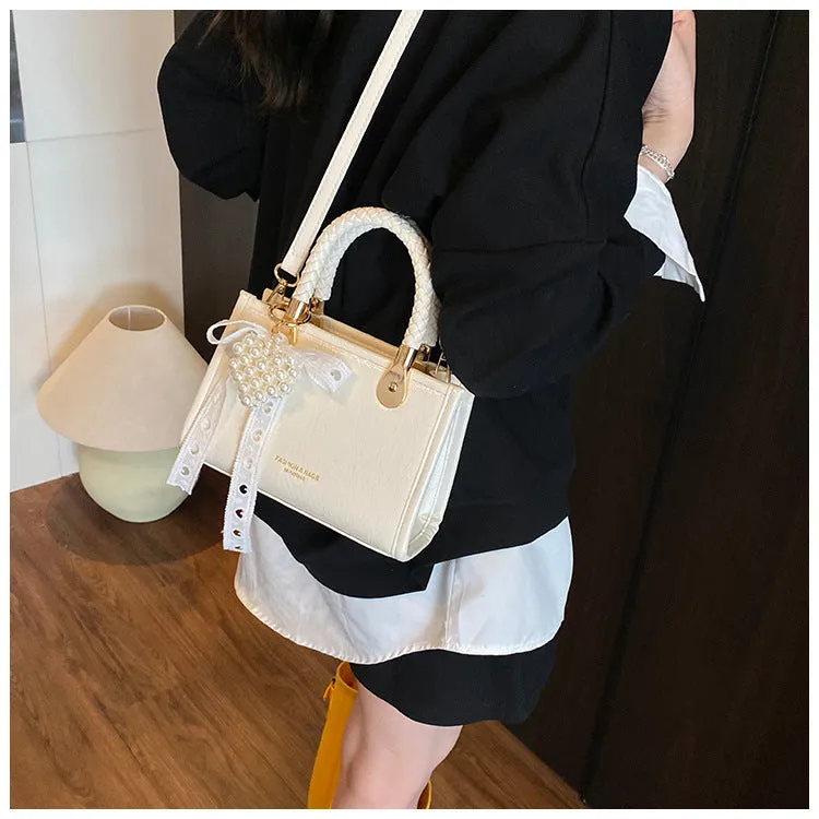 Crossbody small square bag in PU with spliced design, single strap, available in five colours