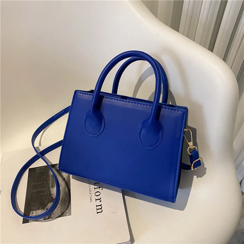 Retro casual women's small square bag in PU leather with single shoulder strap and document compartment