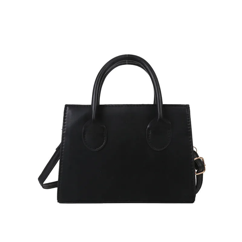 Retro casual women's small square bag in PU leather with single shoulder strap and document compartment