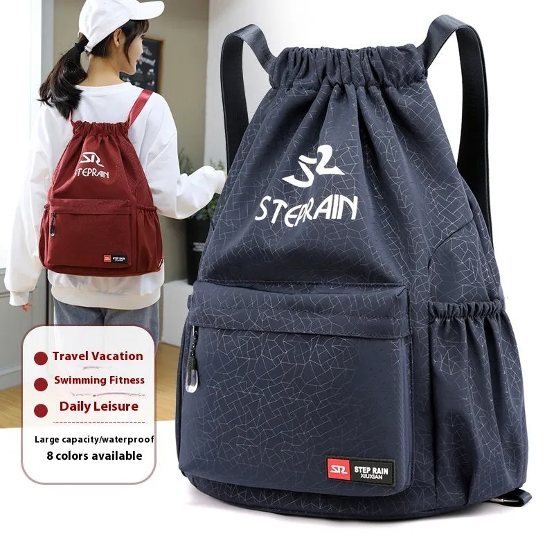 Lightweight drawstring backpack in Oxford cloth available in black, blue, pink and other colours