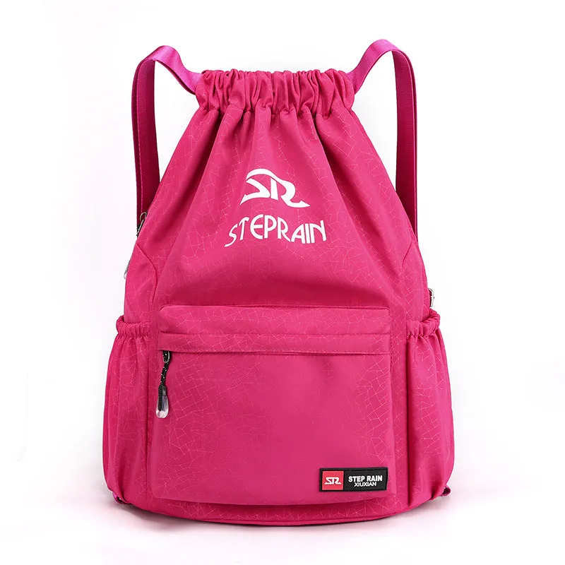 Lightweight drawstring backpack in Oxford cloth available in black, blue, pink and other colours