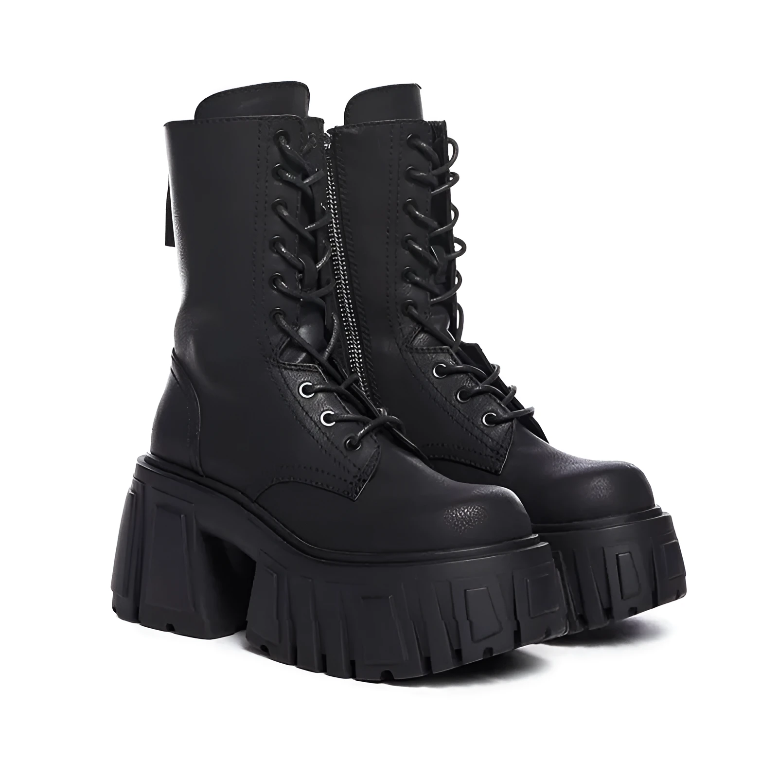 British style punk Martin boots in Black 518 with cross strap and pointed toe