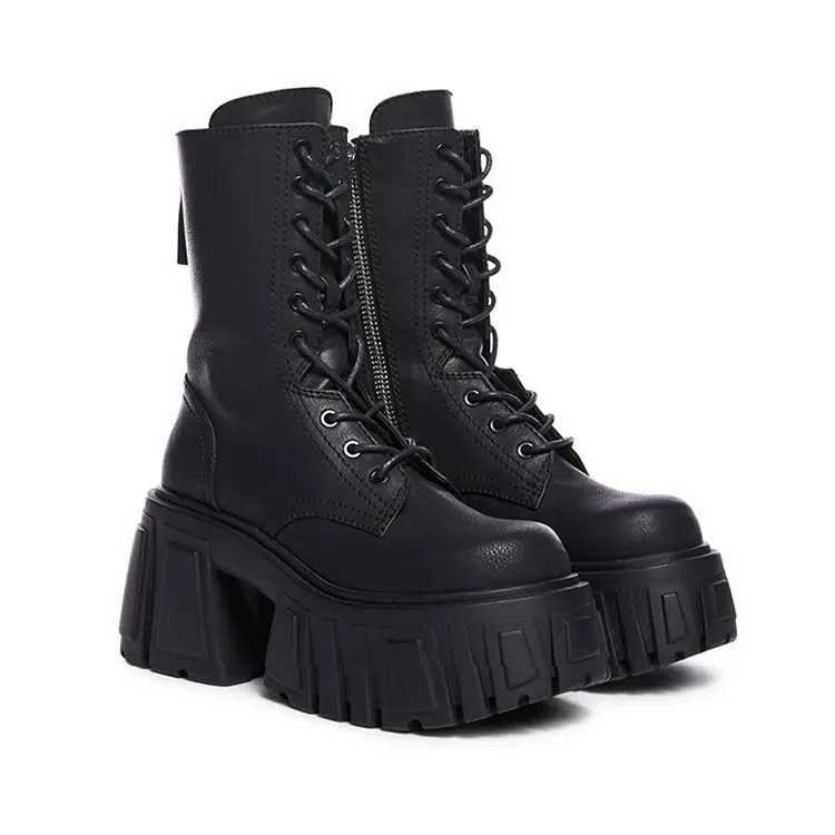 British style punk Martin boots in Black 518 with cross strap and pointed toe