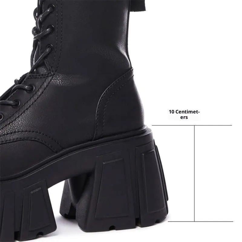 British style punk Martin boots in Black 518 with cross strap and pointed toe