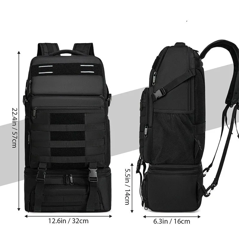 Black polyester Oxford cloth oversized casual outdoor backpack with air cushion shoulder strap