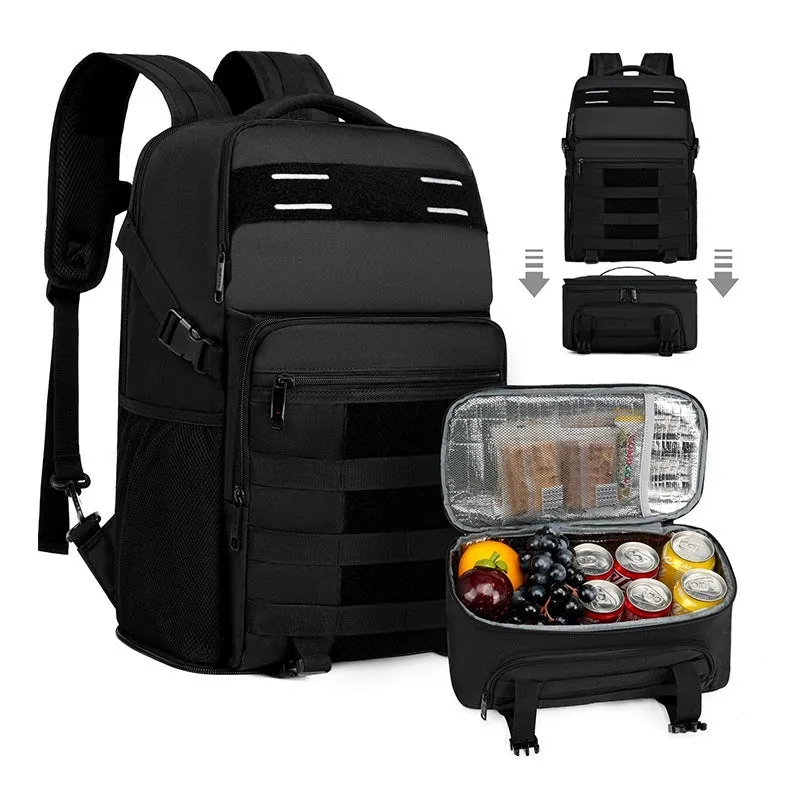 Black polyester Oxford cloth oversized casual outdoor backpack with air cushion shoulder strap