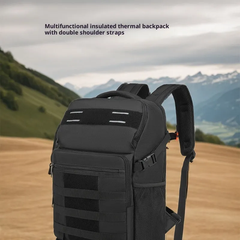 Black polyester Oxford cloth oversized casual outdoor backpack with air cushion shoulder strap