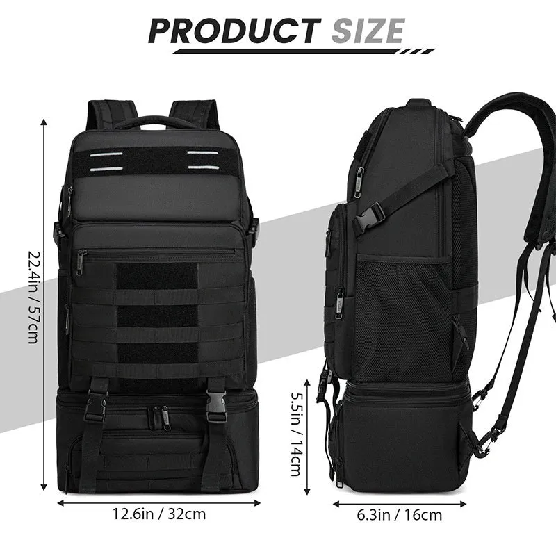 Black polyester Oxford cloth oversized casual outdoor backpack with air cushion shoulder strap