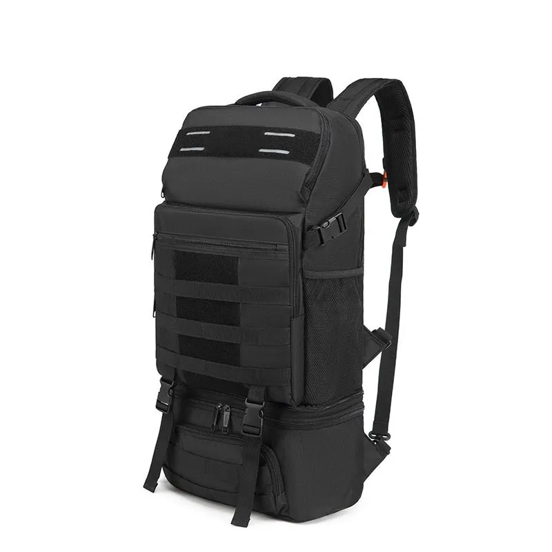 Black polyester Oxford cloth oversized casual outdoor backpack with air cushion shoulder strap