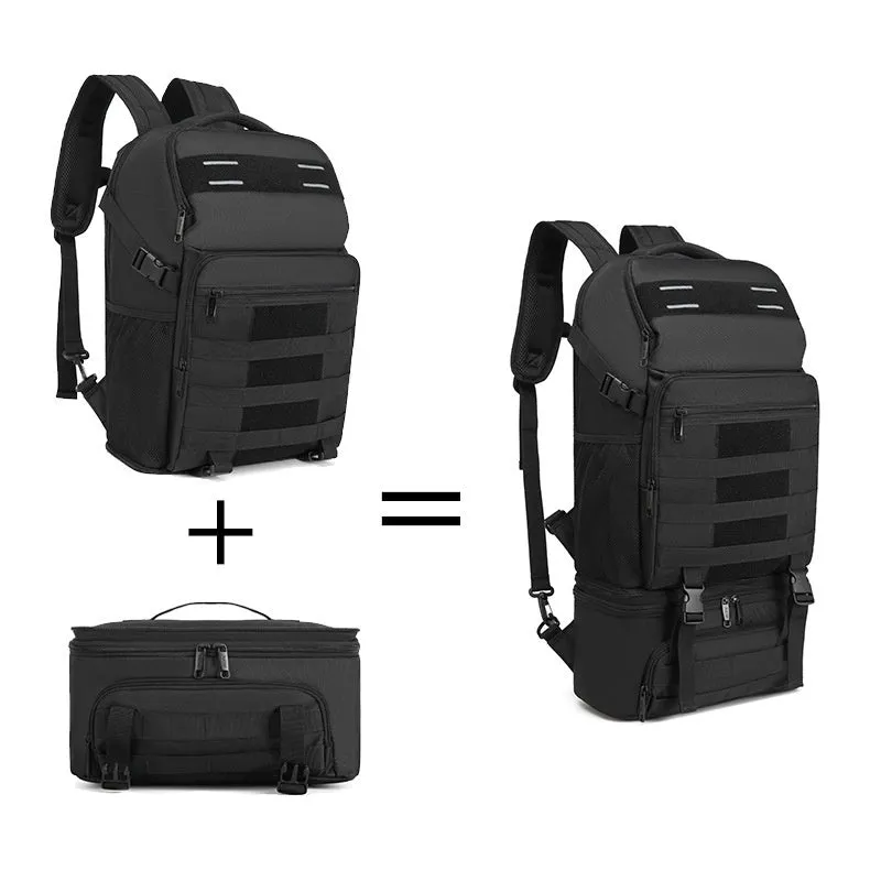 Black polyester Oxford cloth oversized casual outdoor backpack with air cushion shoulder strap