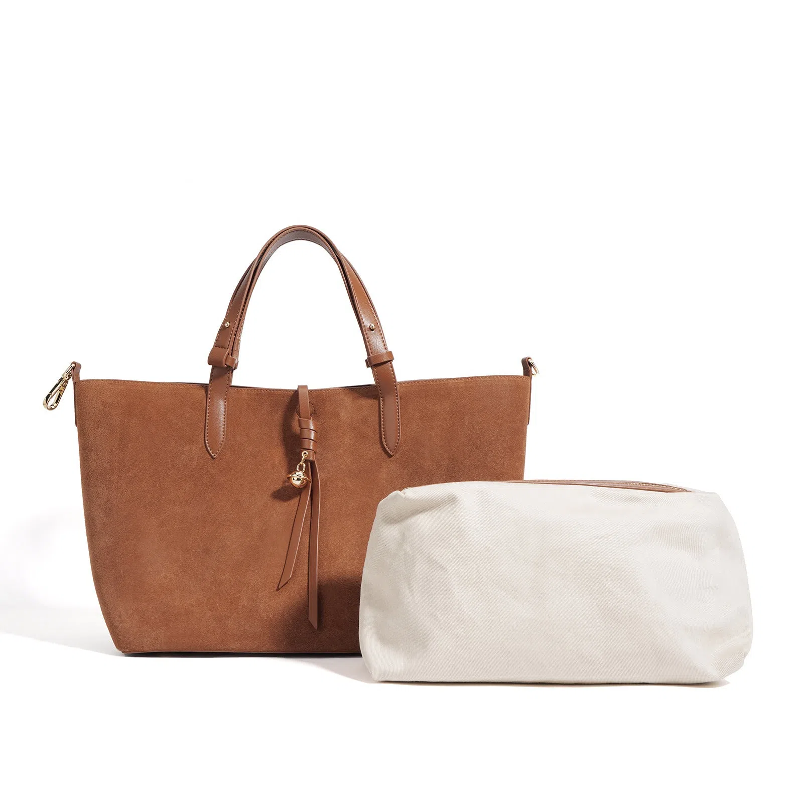 Autumn and winter Maillard-style retro tote bag in olive green with bucket shape, cotton lining, and document pocket