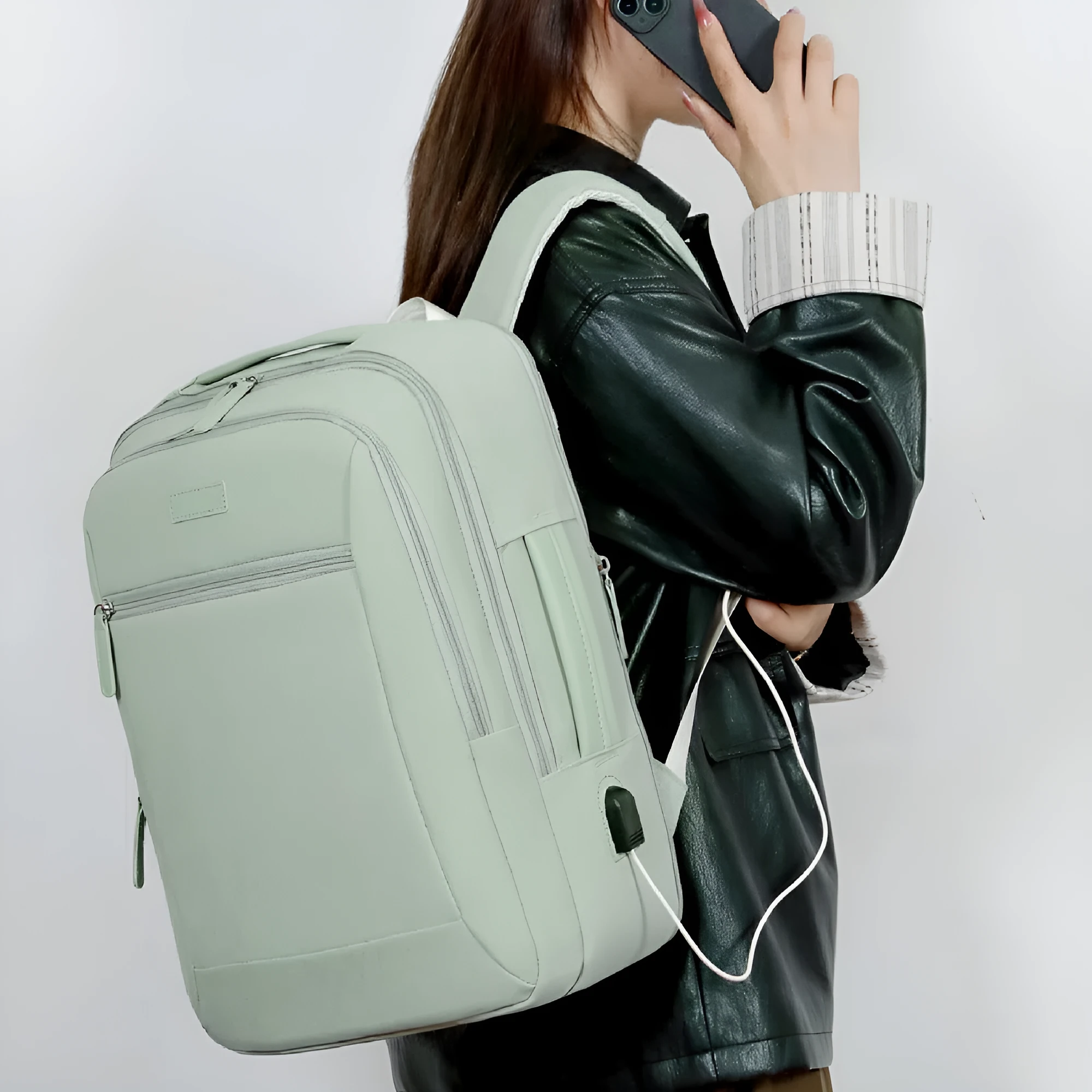Women's large capacity business bag in solid colour Oxford cloth, available in beige, black, and other shades