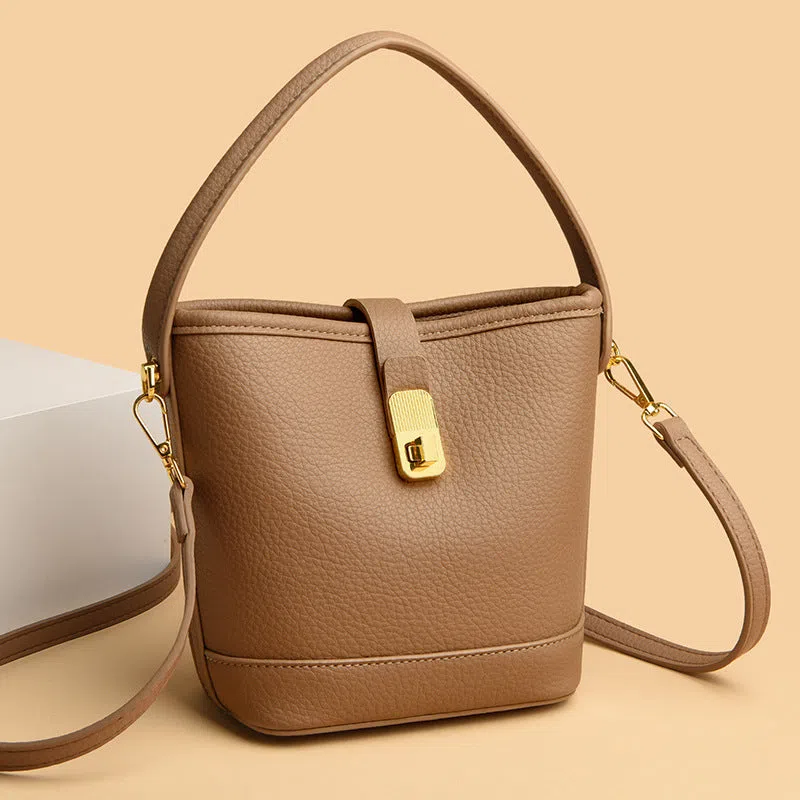 Multi-layer single shoulder bag in soft PU leather with nylon lining and 3D outer pocket