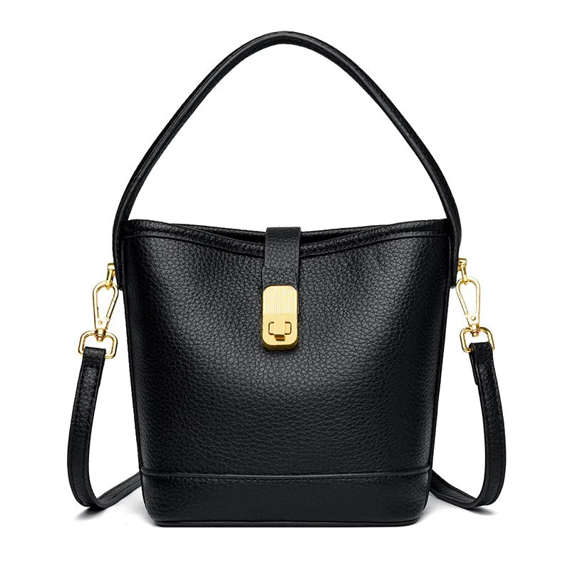 Multi-layer single shoulder bag in soft PU leather with nylon lining and 3D outer pocket